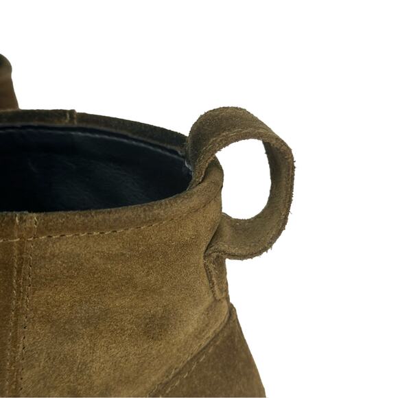 Zara Golden Brown Suede Leather Stacked Heel Pull On Booties - Picture 5 of 12